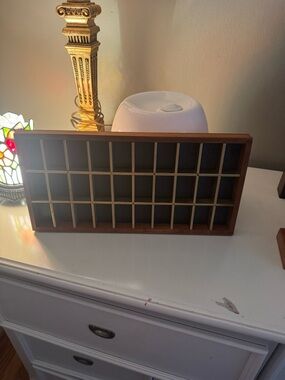 Mini Wooden Trinket Organizer Shelf - Brown and Beige